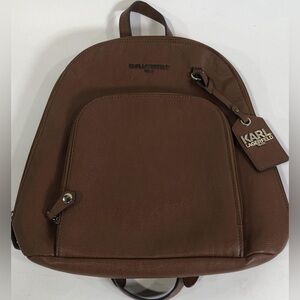 Karl Lagerfeld Paris Brown Leather Backpack